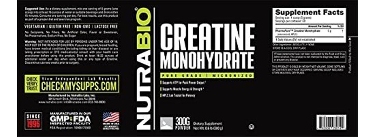 Salud y Equipamiento Médico - Nutrabio - Monohidrato De Creatina De Grado 2