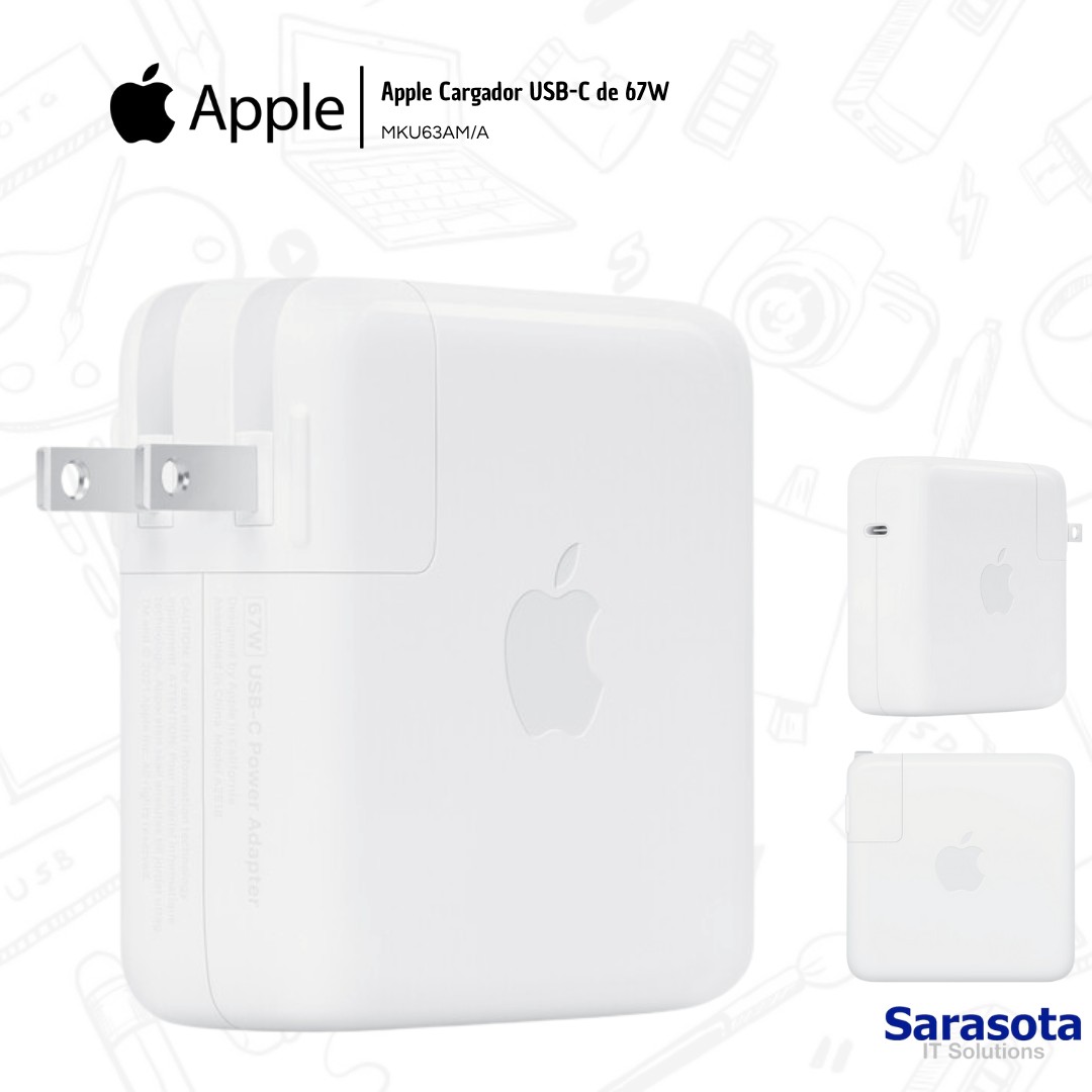 accesorios para electronica - Adaptador de corriente USB-C de 67W de Apple MKU63 2