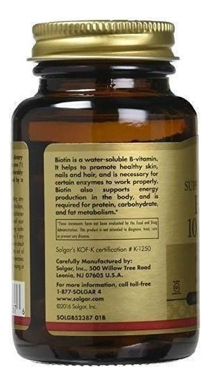 Salud y Equipamiento Médico - Biotin 10,000 Mcg Solgar - 60 Vegetable Capsules 1