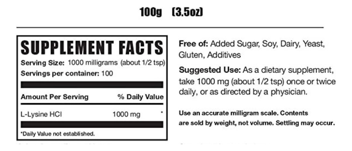 Salud y Equipamiento Médico - L-lisina 100g - Bulksupplements - G A $ - G A $1369 1