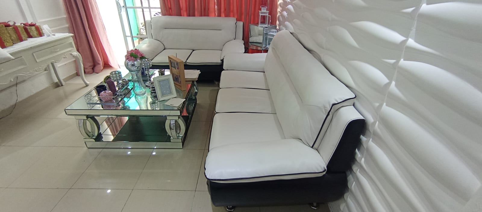 muebles y colchones - JUEGO DE MUEBLES BLANCO CON NEGRO 6
