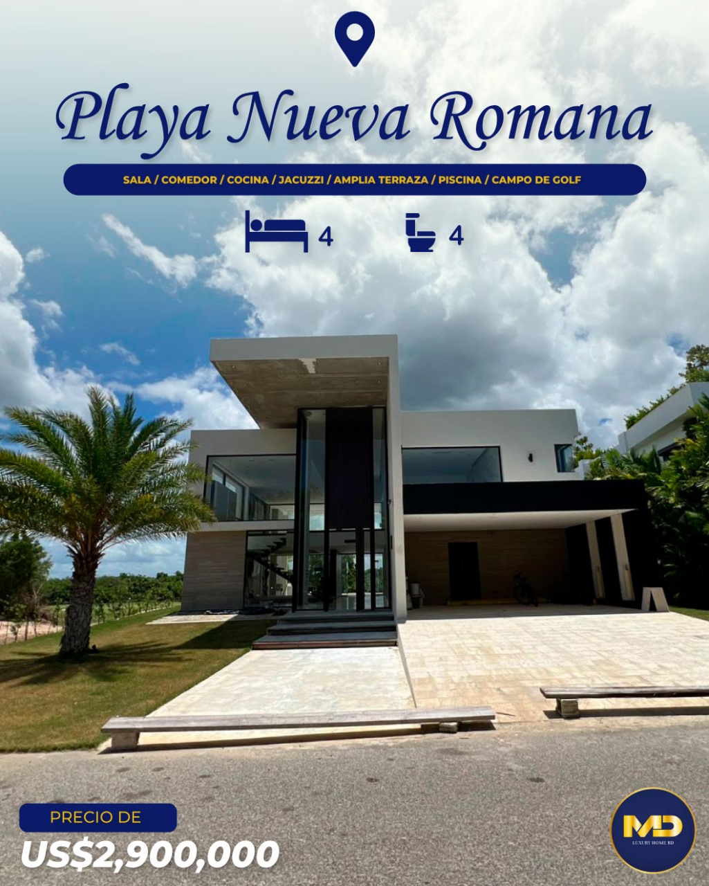 casas vacacionales y villas - Se Vende Villa, con Terraza, piscina y Jacuzzi ubicado en La Romana 0