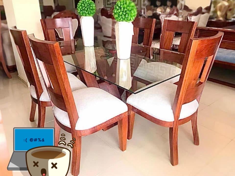 muebles y colchones - juego de comedor en caoba moderno cristal o madera 