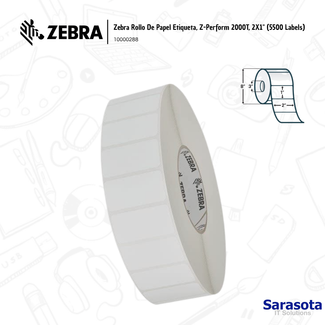 accesorios para electronica - Zebra Rollo De Papel Etiqueta, 2X1 5500labels  0