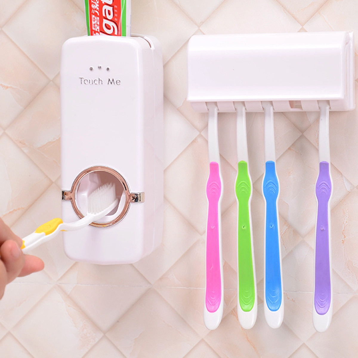decoración y accesorios - Porta cepillo de diente con dispensador de pasta dental  3