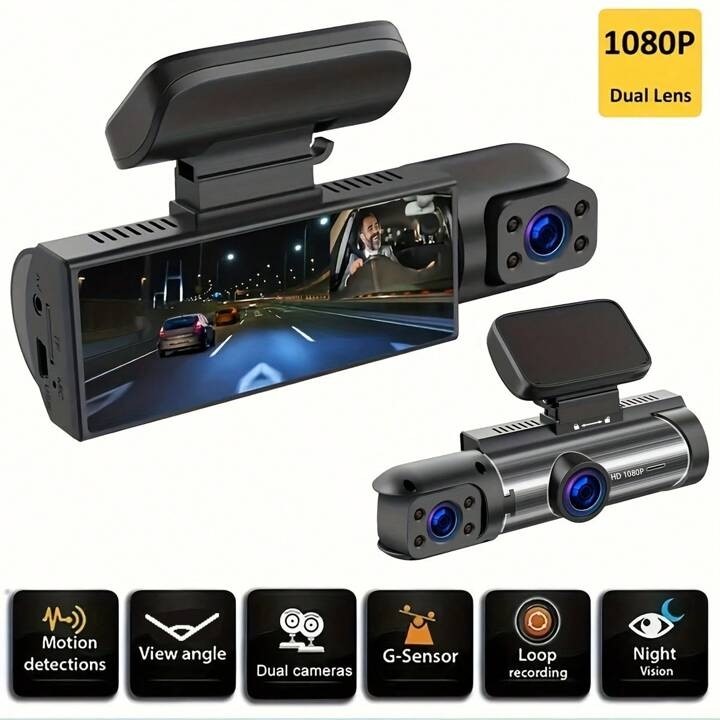 accesorios para vehiculos - Cámara de tablero de doble lente para automóvil HD 0