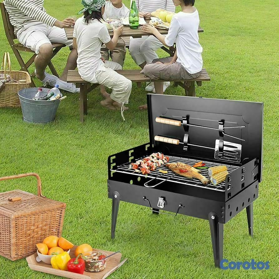 herramientas, jardines y exterior - KIT BBQ ASADERO PORTATIL DE PARRILLADA A CARBON 2