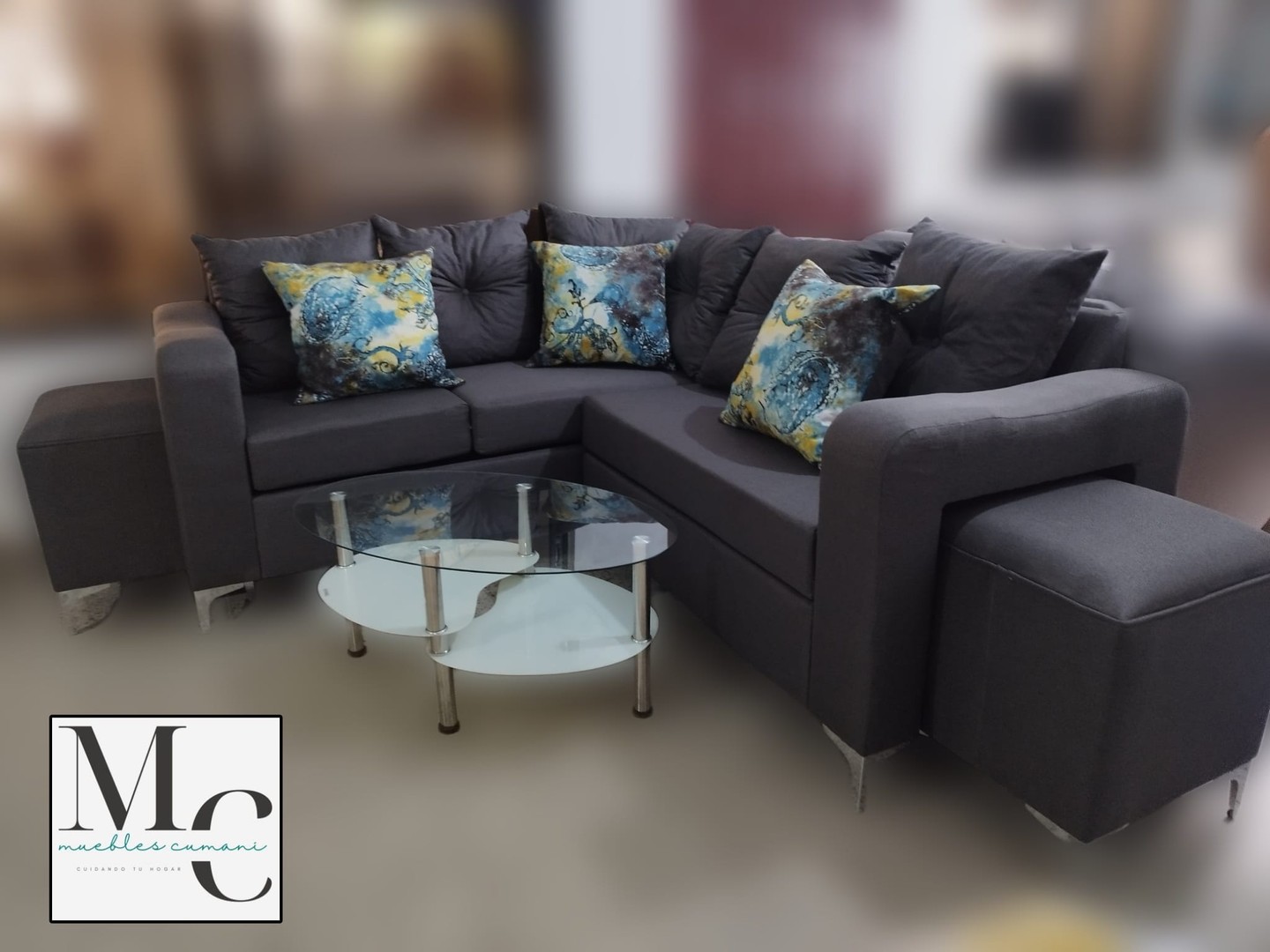 muebles y colchones - Mueble clase L color gris en tela de tendencia Canvas moderno 1