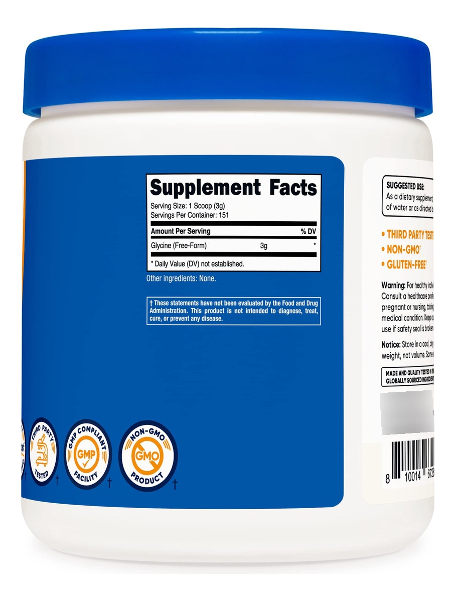 Salud y Equipamiento Médico - Glycine en polvo 1lb - Nutricost 3