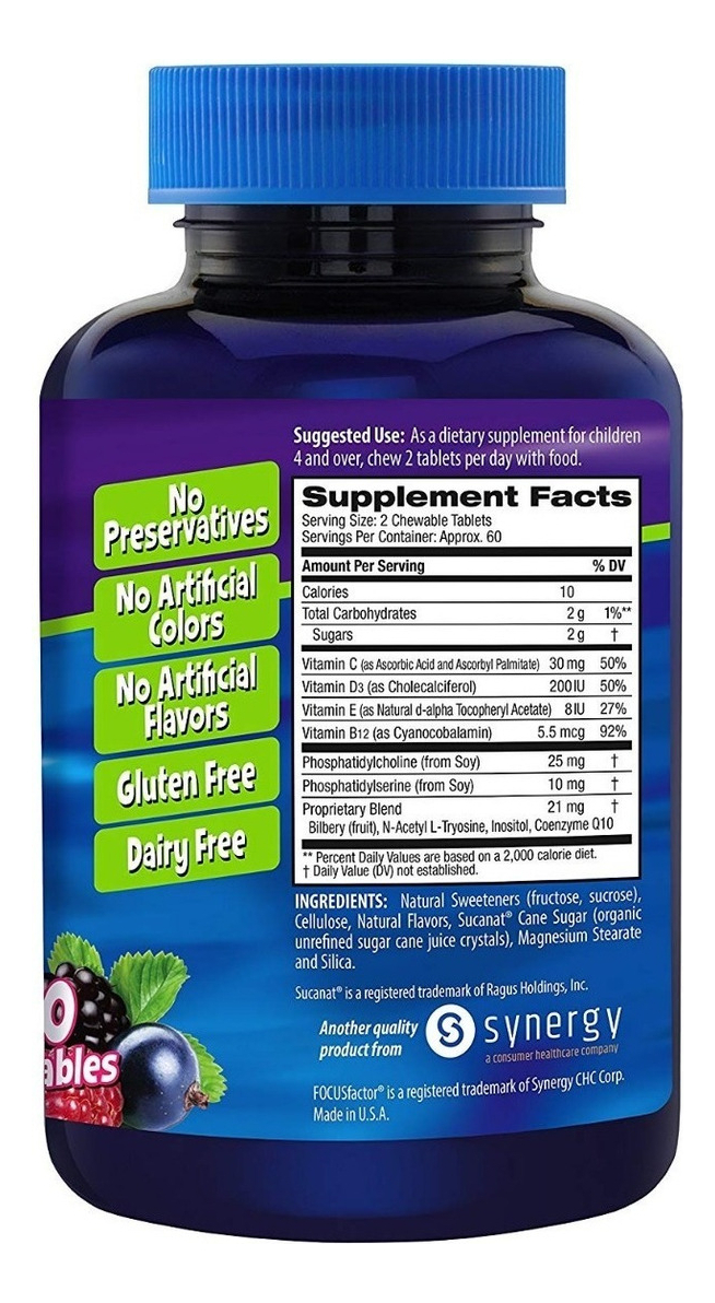 Salud y Equipamiento Médico - Focus Factor Kids Super Fuerte Vitaminas Para La Memoria 120 2