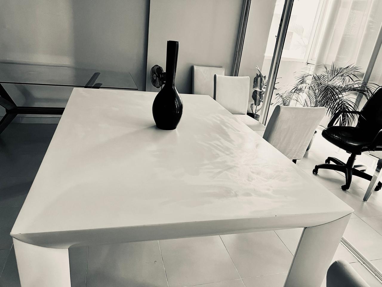 muebles y colchones - MESA BLANCA MADERA COMEDOR 1
