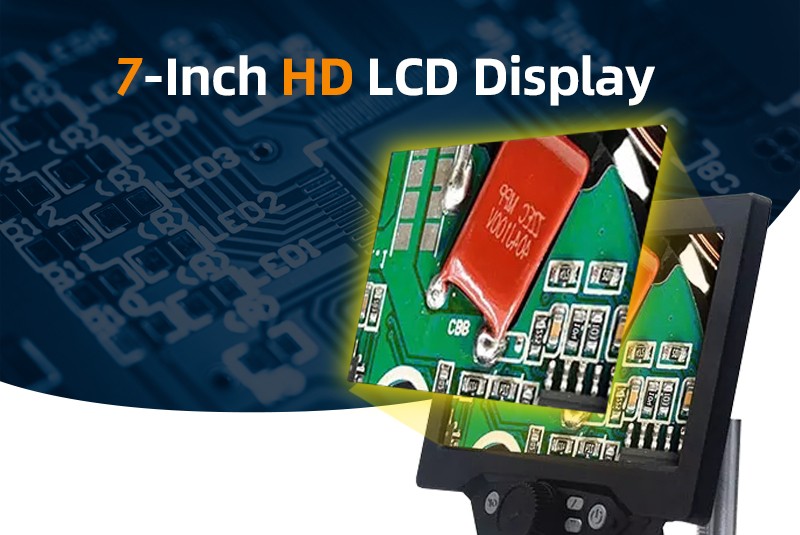 equipos profesionales - Microscopio USB digital con pantalla 7 pulgadas 1200X HD soporte ajustable 9