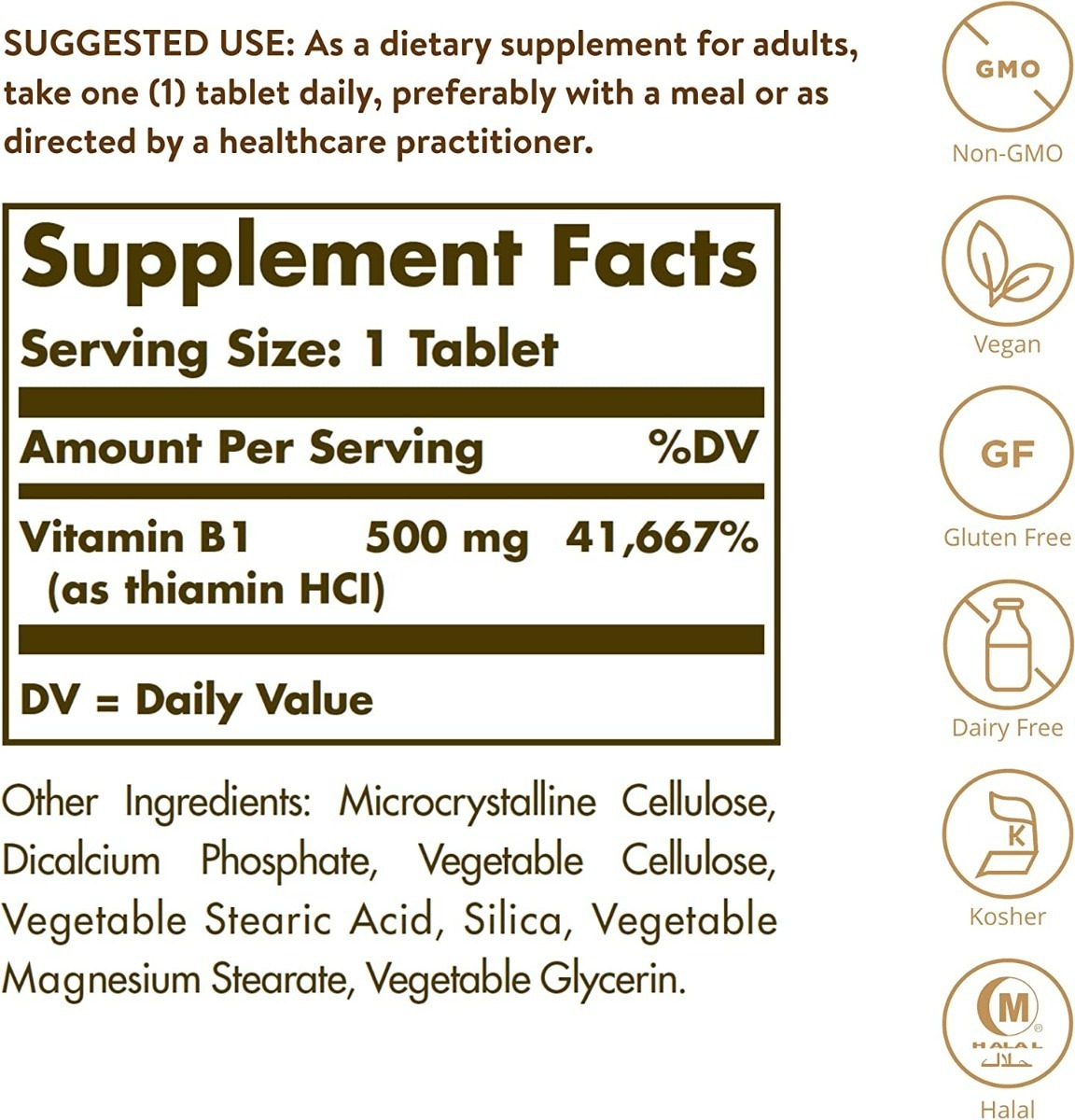 Salud y Equipamiento Médico - Vitamina B1 Tiamina 500 Mg Super Potencia 100 Tabletas 1