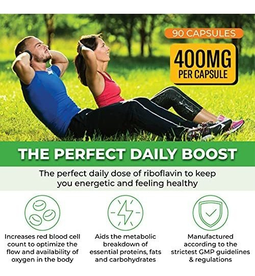 Salud y Equipamiento Médico - Vitamina B2 Riboflavina, 400 Mg - 90 Capsulas - Promueve Una 1