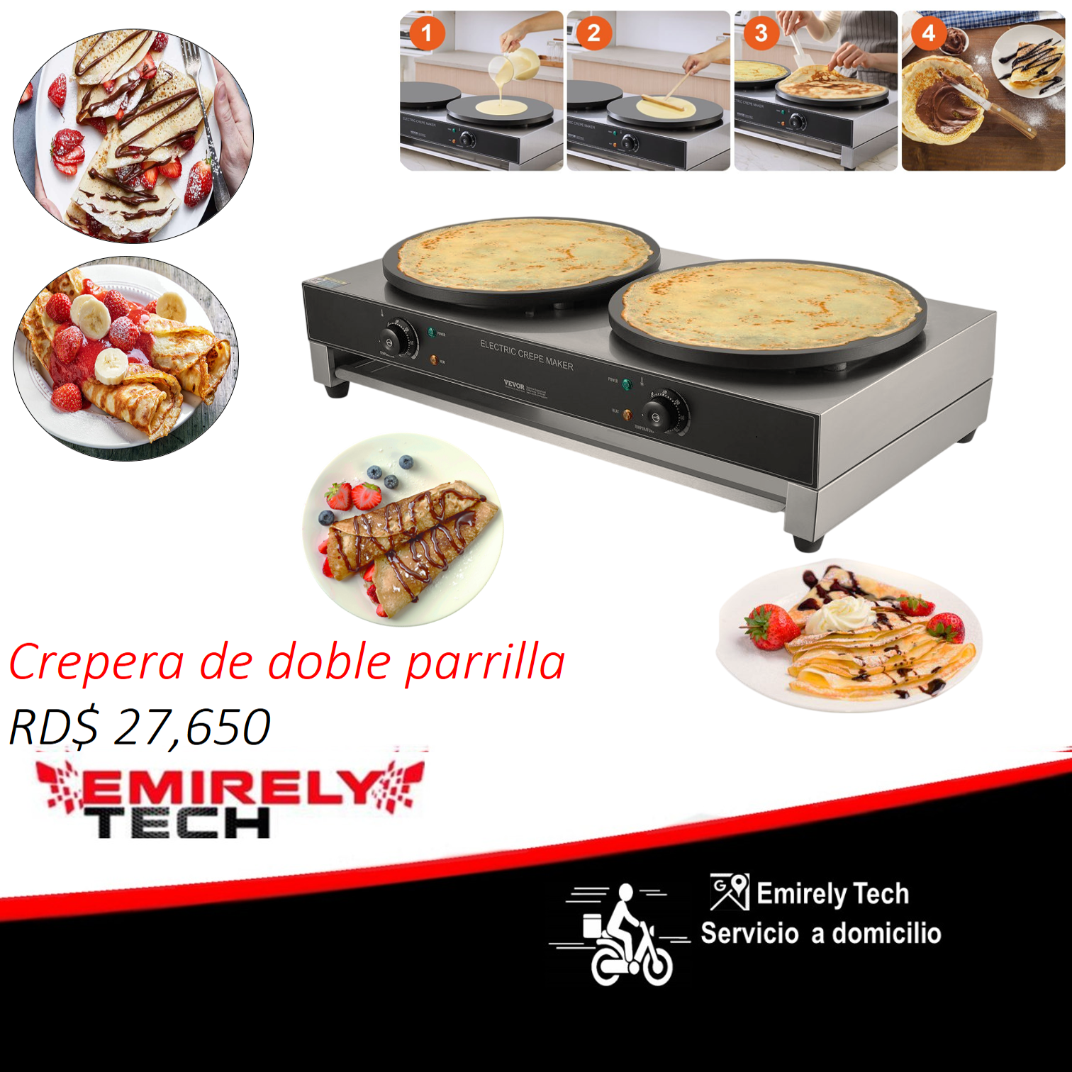 equipos profesionales - Crepera de doble parrilla para hacer crepe creps 0
