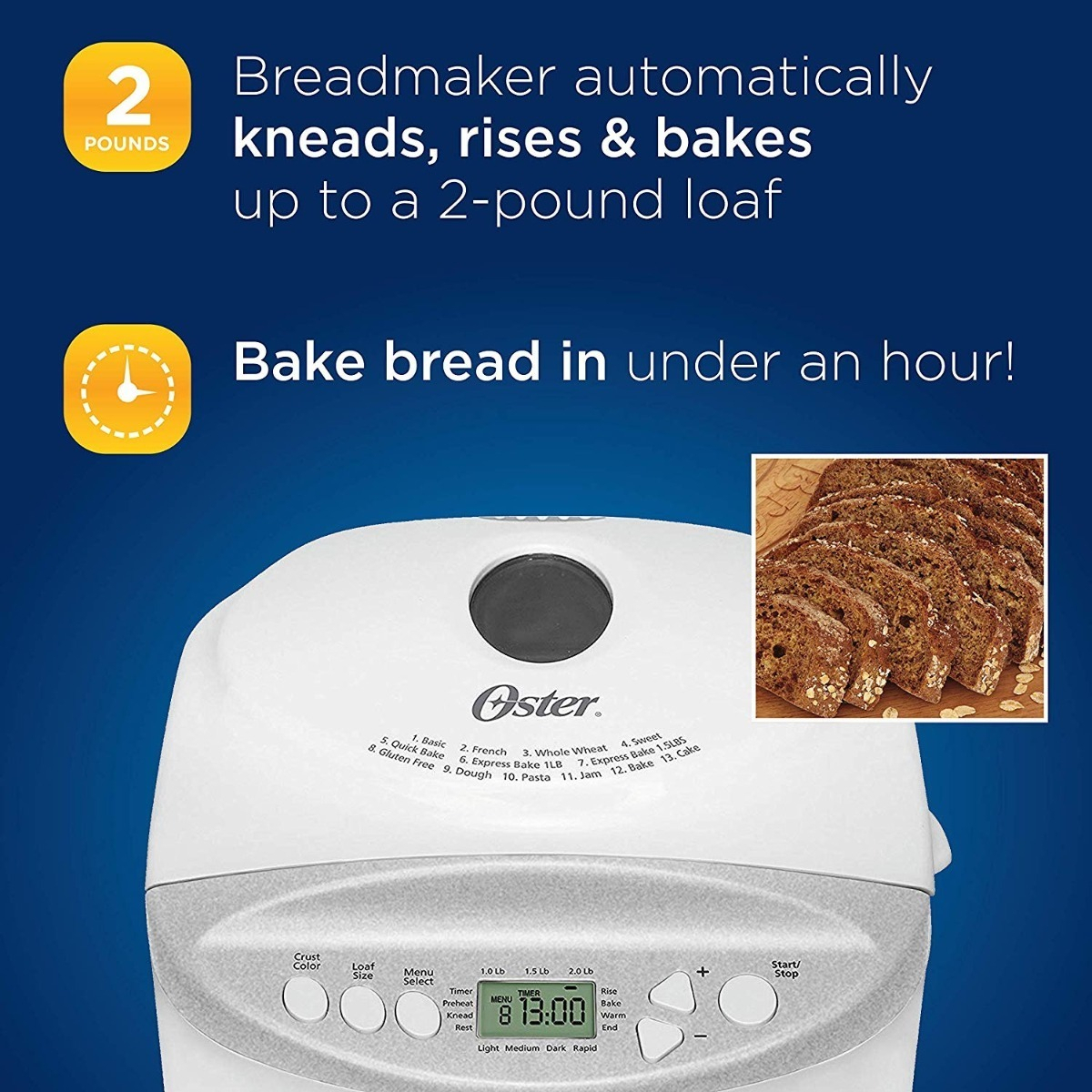 Salud y Equipamiento Médico - Máquina Para Hacer Pan Oster Expres Sin Gluten 2 Libras 3