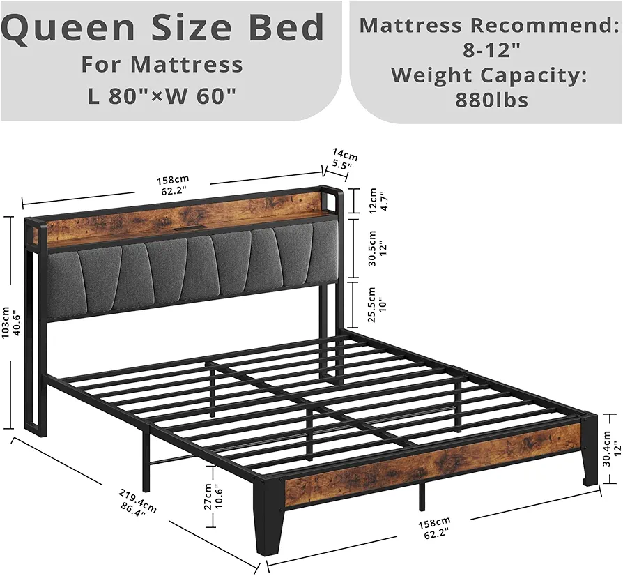 muebles y colchones - BASE DE CAMA QUEEN 60 importada con conectores usb 1