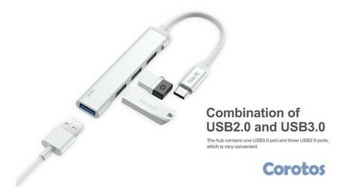 computadoras y laptops - HUB HAVIT (Mod.HB41) TIPO C a 4 PUERTOS USB (1x3.0 3x2.0), Cable 11cm 1