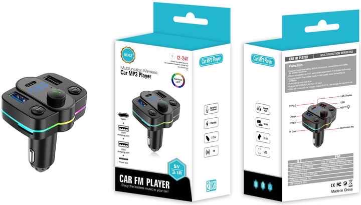 accesorios para vehiculos - Transmisor FM  Bluetooth para radio de carro más cargador USB y Tipo C  3