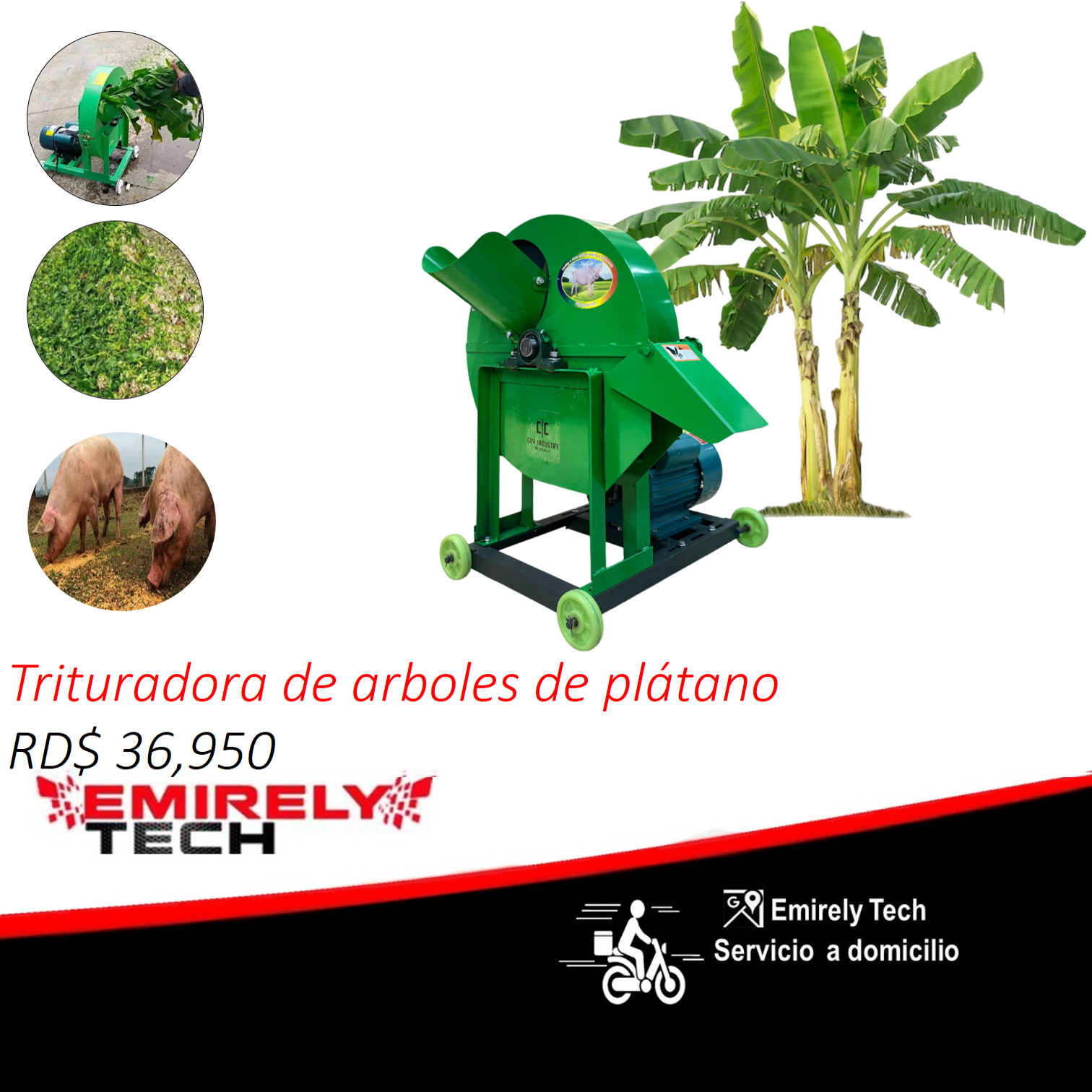 equipos profesionales - Trituradora de arboles de platano paja heno verde