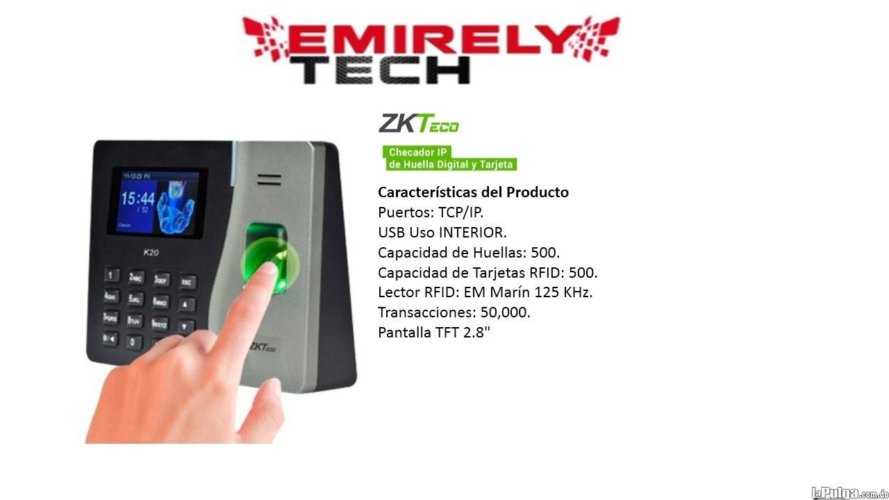 equipos profesionales - Reloj Biometrico Ponchador De Asistencia ZKTeco reloj digital de huellas. 1