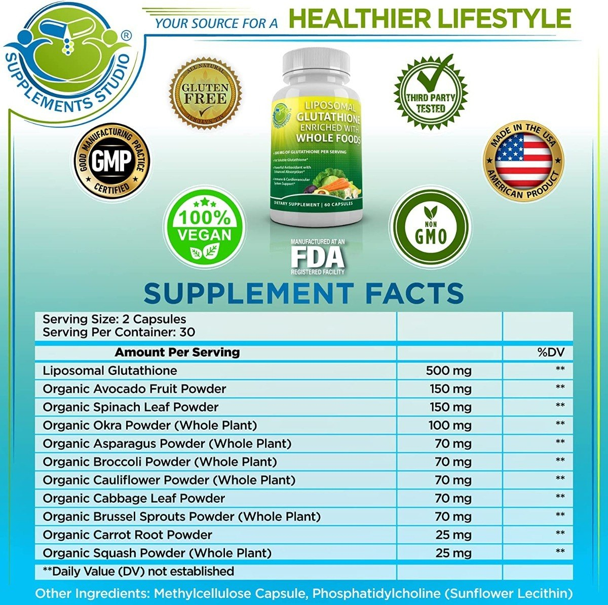 Salud y Equipamiento Médico - Glutation 60 Caps Supplements - Unidad 1