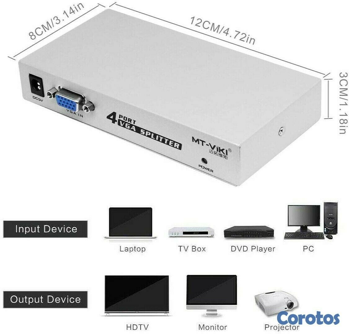 otros electronicos - Interruptor Splitter para monitores  VGA  1 en 4 puertos de vídeo 5