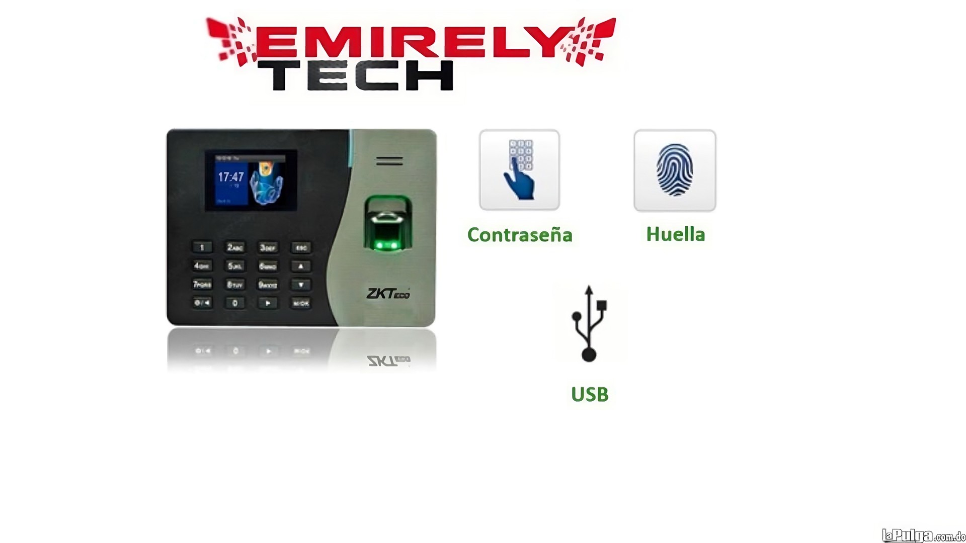 equipos profesionales - Reloj Biometrico Ponchador De Asistencia ZKTeco reloj digital de huellas. 2