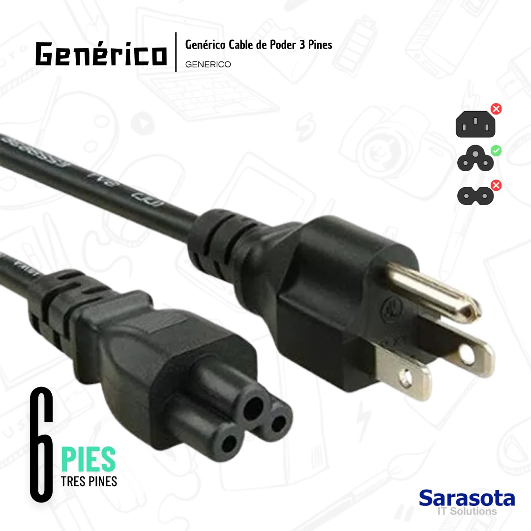 accesorios para electronica - Cable de fuente de 6 pies, 3 pines 2