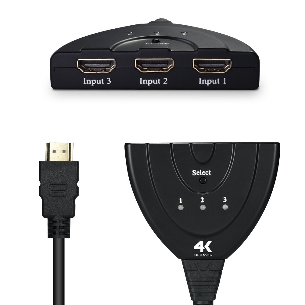 computadoras y laptops - SWITCH SPLITTER INTELIGENTE HDMI 1X3 AGILER, CON CABLE. CONECTADOS PARALELAMENTE 1