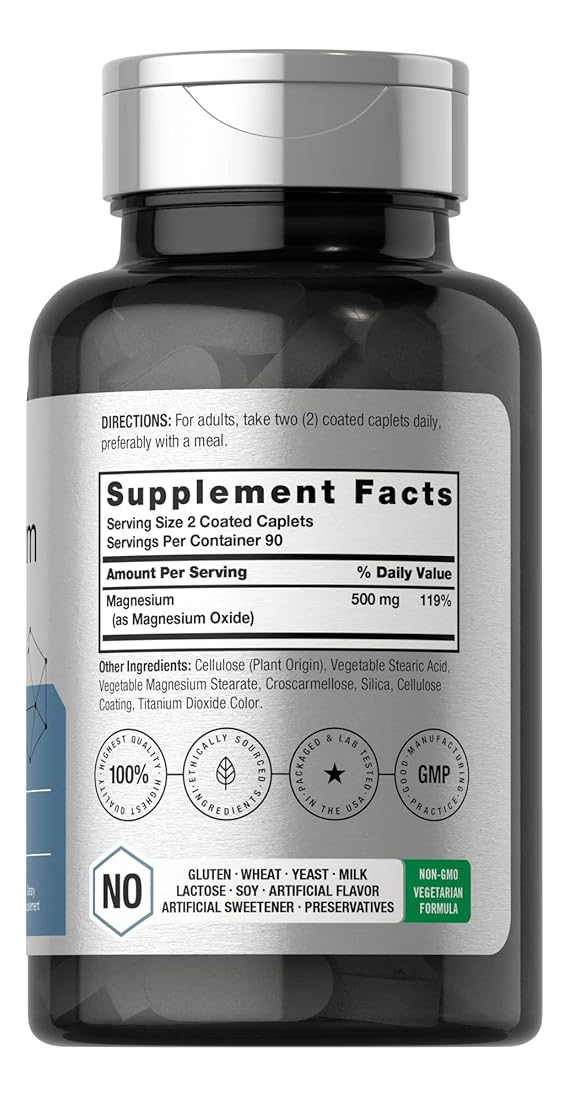 Salud y Equipamiento Médico - Magnesio 500mg | 180 Comprimidos | Suplemento Vegetariano 1