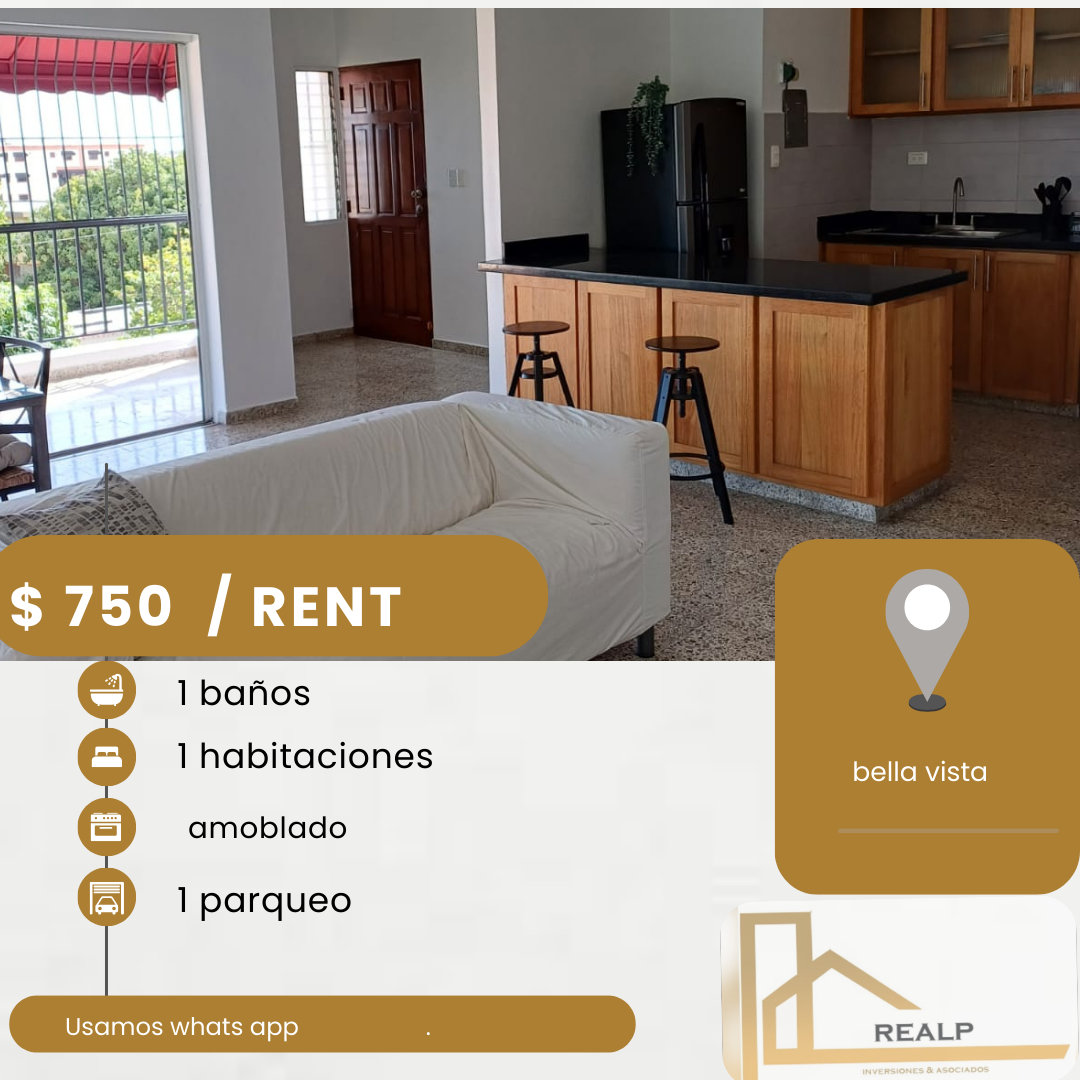 apartamentos - hermoso apartamento en una excelente zona y tranquila en bella vista 