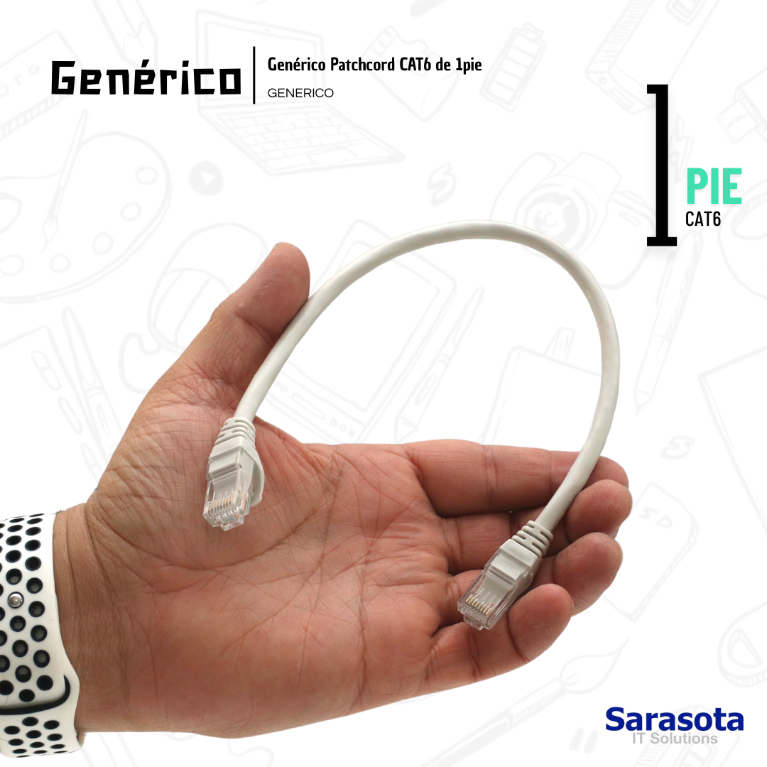accesorios para electronica - Patch Cord RJ45 CAT6 de 1 pie
