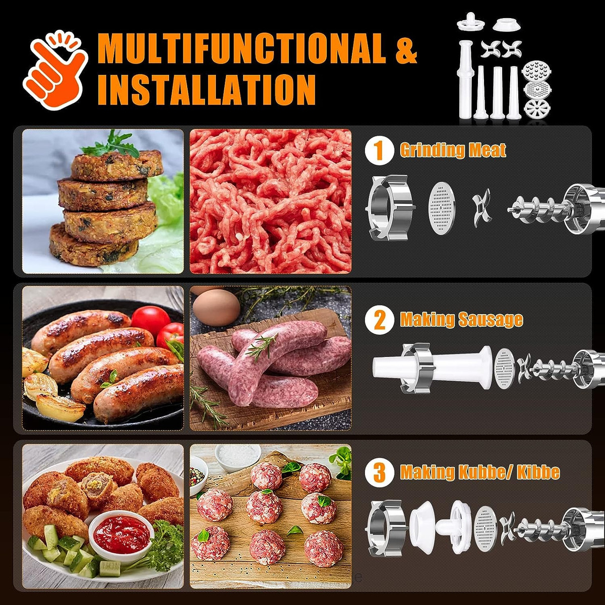 cocina - Triturador Eléctrico De Carne Y Embutidora De Salchichas 2