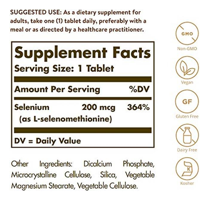 Salud y Equipamiento Médico - Solgar Selenio Sin Levadura 200 Mcg 100 Tabletas Antioxidant 1
