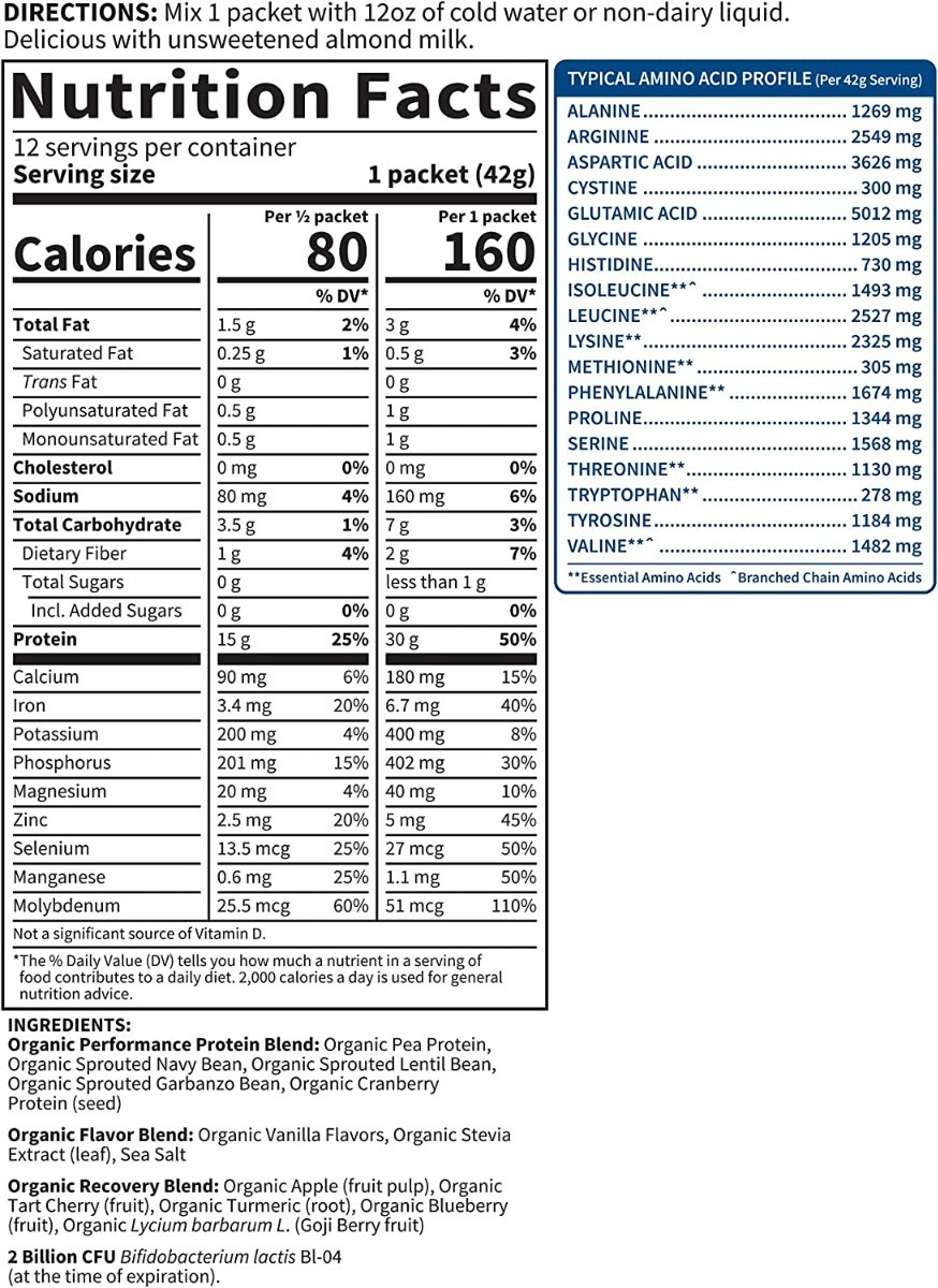 Salud y Equipamiento Médico - Proteina Organica 12 unidades Vainilla 1
