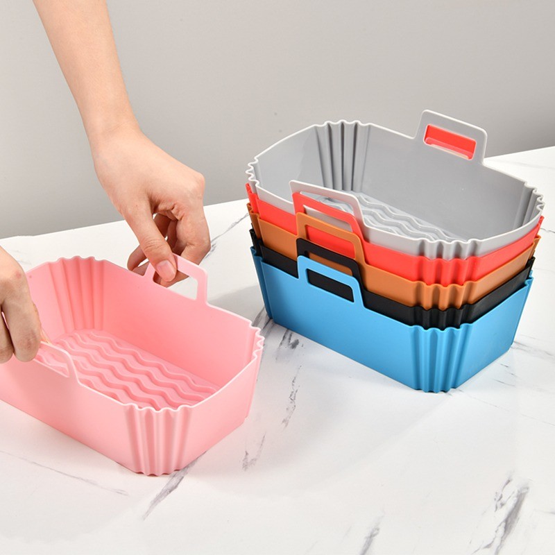 cocina - Cesta Molde de silicon cuadrado resistente al calor para freidora 2