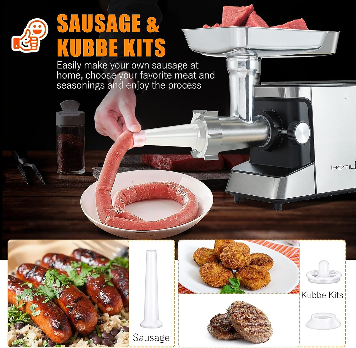 cocina - Triturador Eléctrico De Carne Y Embutidora De Salchichas 3