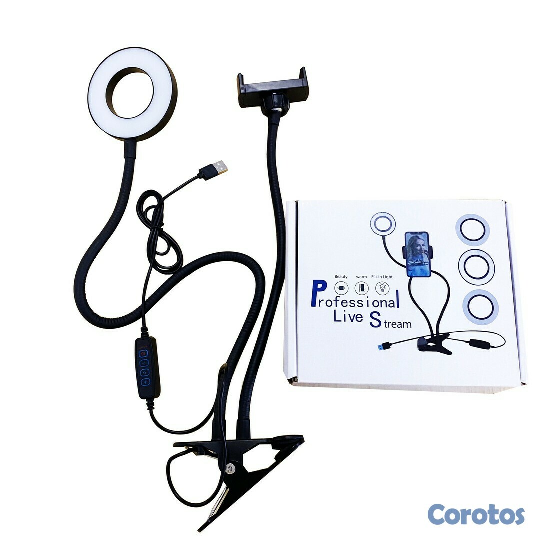 camaras y audio - Aro de luz con soporte de celulares flexible 2