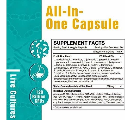 Salud y Equipamiento Médico - Vitalitown 120 Mil Millones De Ufc Probioticos | 36 Cepas + 1