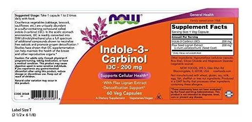 Salud y Equipamiento Médico - Now Supplements, Indole-3-carbinol 200 Mg 60 Veg Capsulas 1
