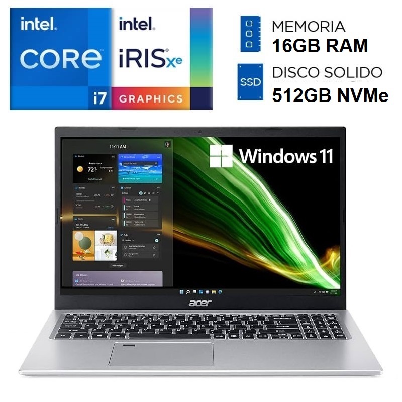 computadoras y laptops - ACER ASPIRE 3 15.6 I7-1165G7 IRIS XE 16GB Y 512GB  1
