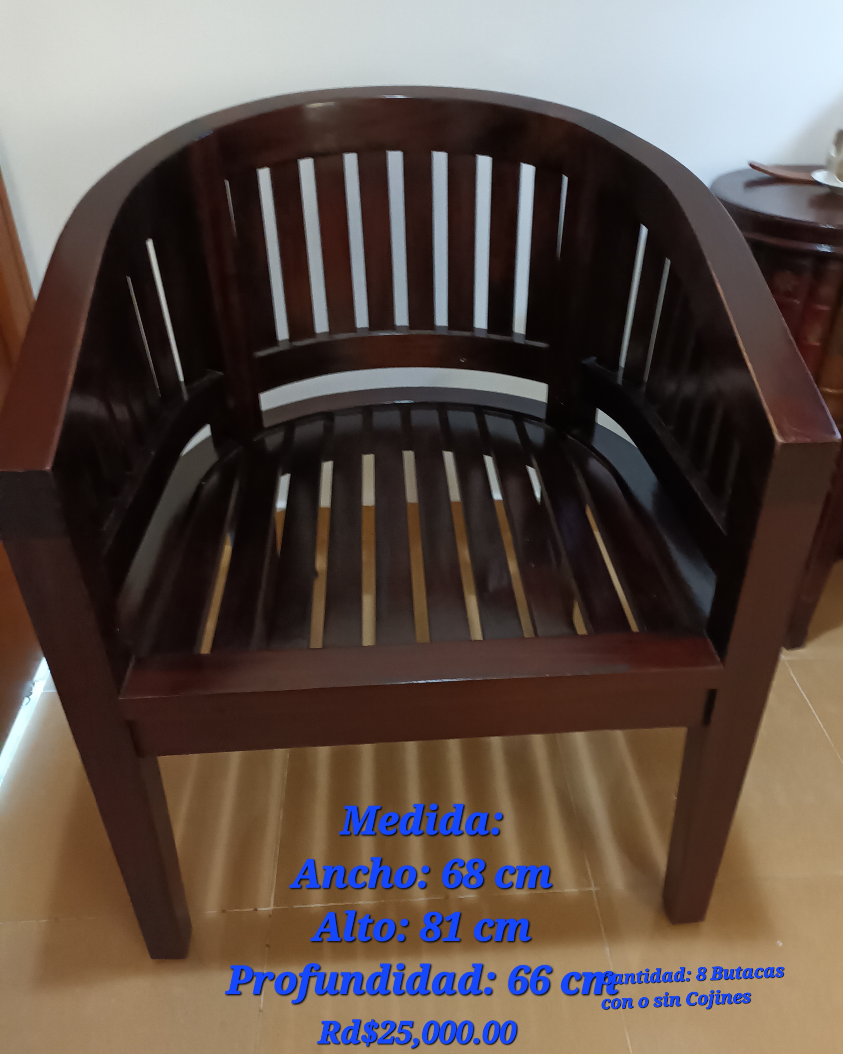 muebles y colchones - 2 BUTACAS MADERA NOGAL 3
