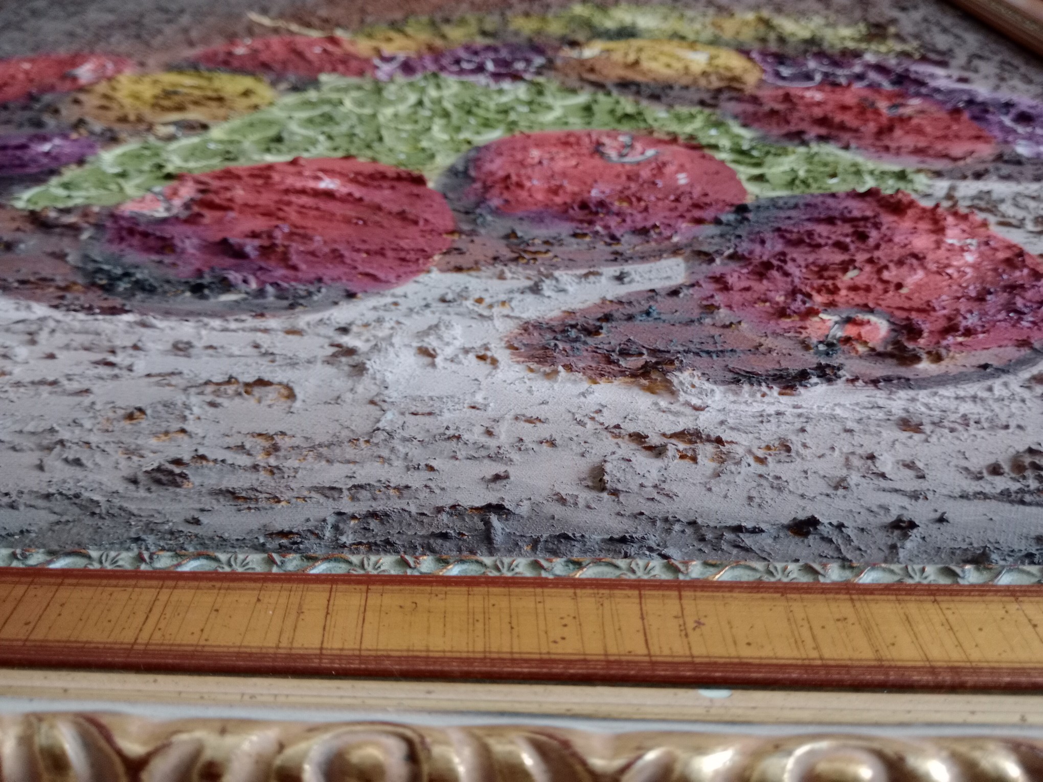 decoración y accesorios - Pintura frutal  en relieve texturizado óleo y acrilico 2