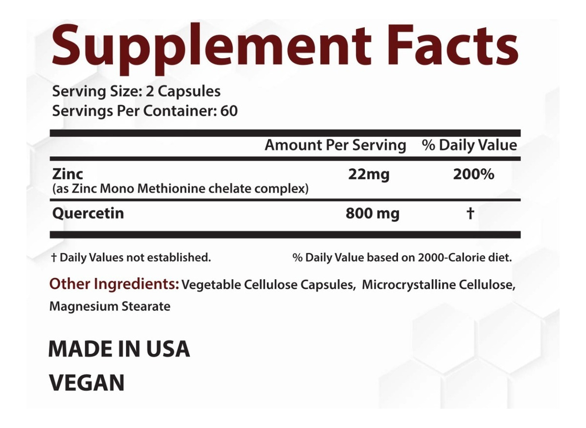 Salud y Equipamiento Médico - Vitamina Zinc + Quercetina Vegetariana 1