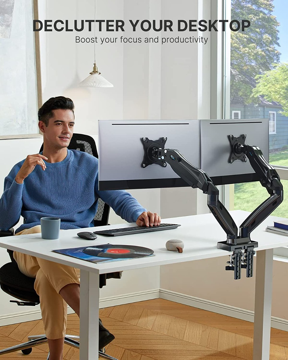 Salud y Equipamiento Médico - Soporte Monitor Dual Para Pantalla Pc De 13 A 27 Pulgadas 3