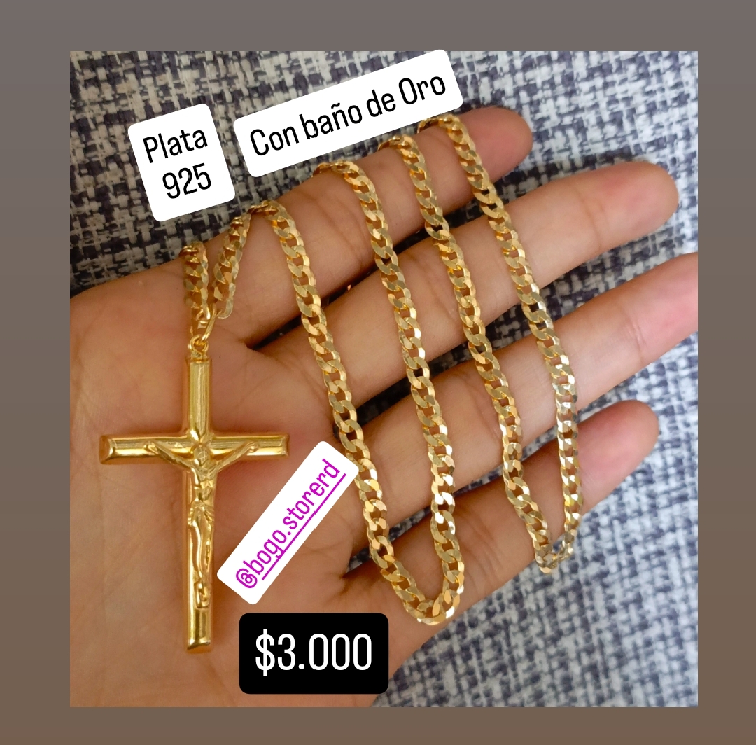 joyas, relojes y accesorios - Cadena de plata 925 con baño de oro 14k 4
