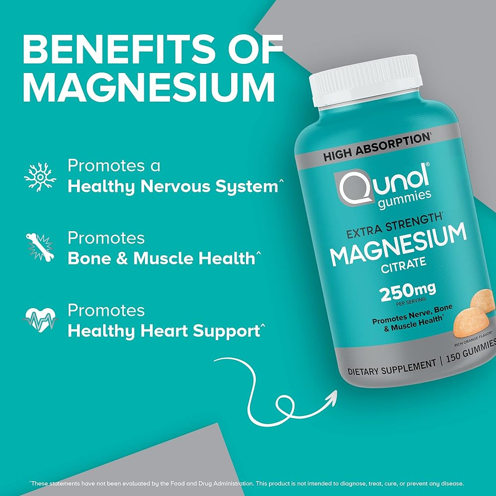 Salud y Equipamiento Médico - Gomitas De Citrato De Magnesio Qunol Para Adultos, 250 Mg Go 3