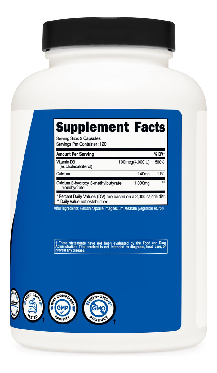 Salud y Equipamiento Médico - Hmb (1000mg) Y Suplemento De Vitamina D3 (4000 Ui)-nutricost 3