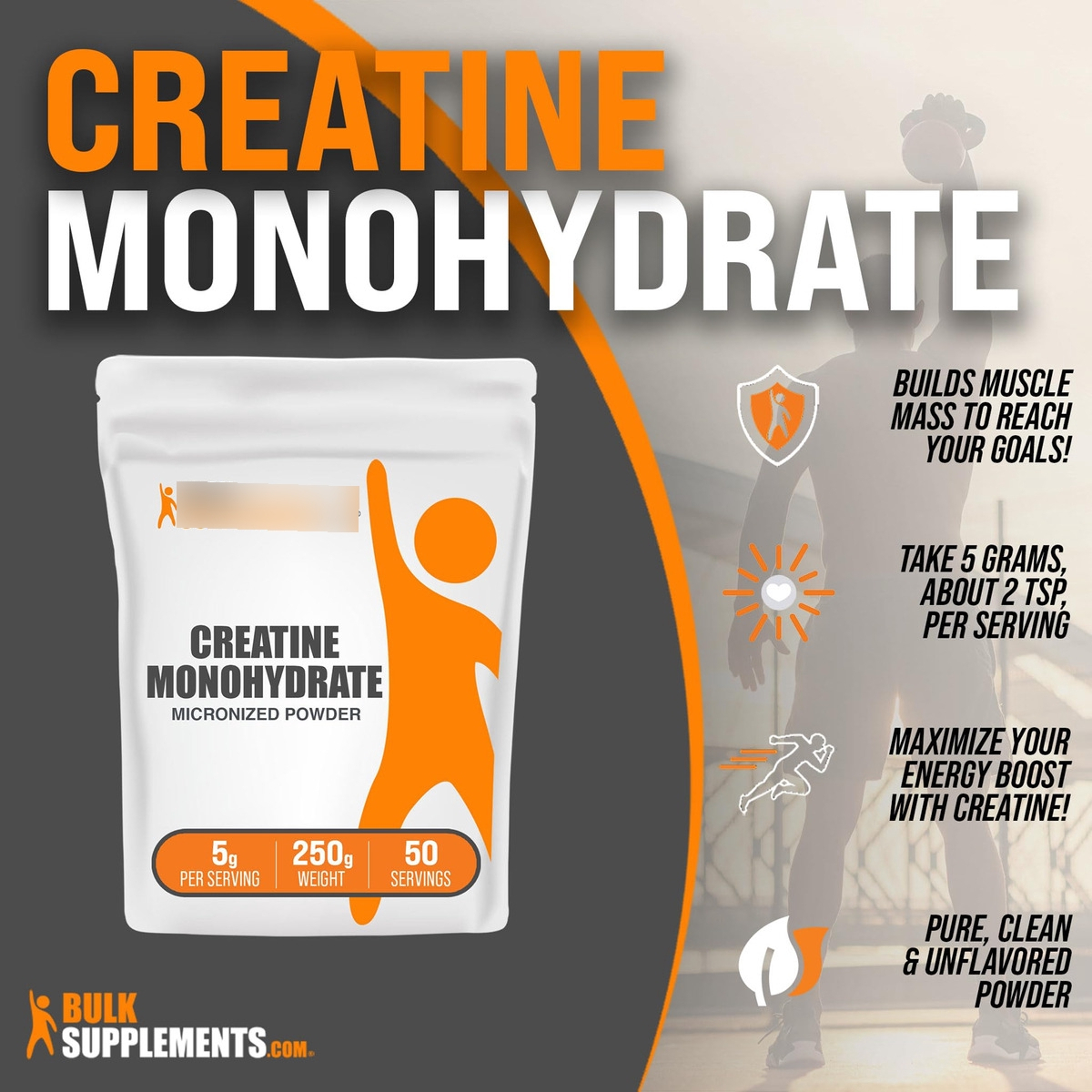 Salud y Equipamiento Médico - Creatina Monohidratada En Polvo 250gr 50 Servicios 2